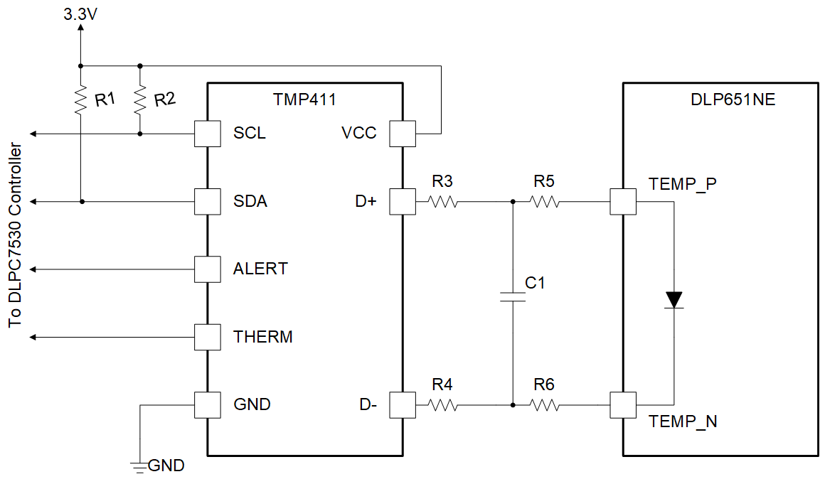 DLP651NE TMP411 Sample Schematic