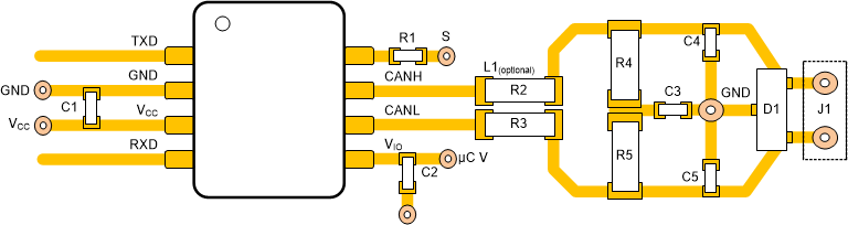 TCAN1057A-Q1 Layout Example