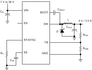 LMR14030-Q1 Application Circuit, 5V Output