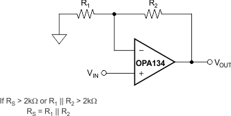 OPA134 OPA2134 OPA4134 Impedance
                    Matching for Maintaining Low Distortion in Noninverting Circuits