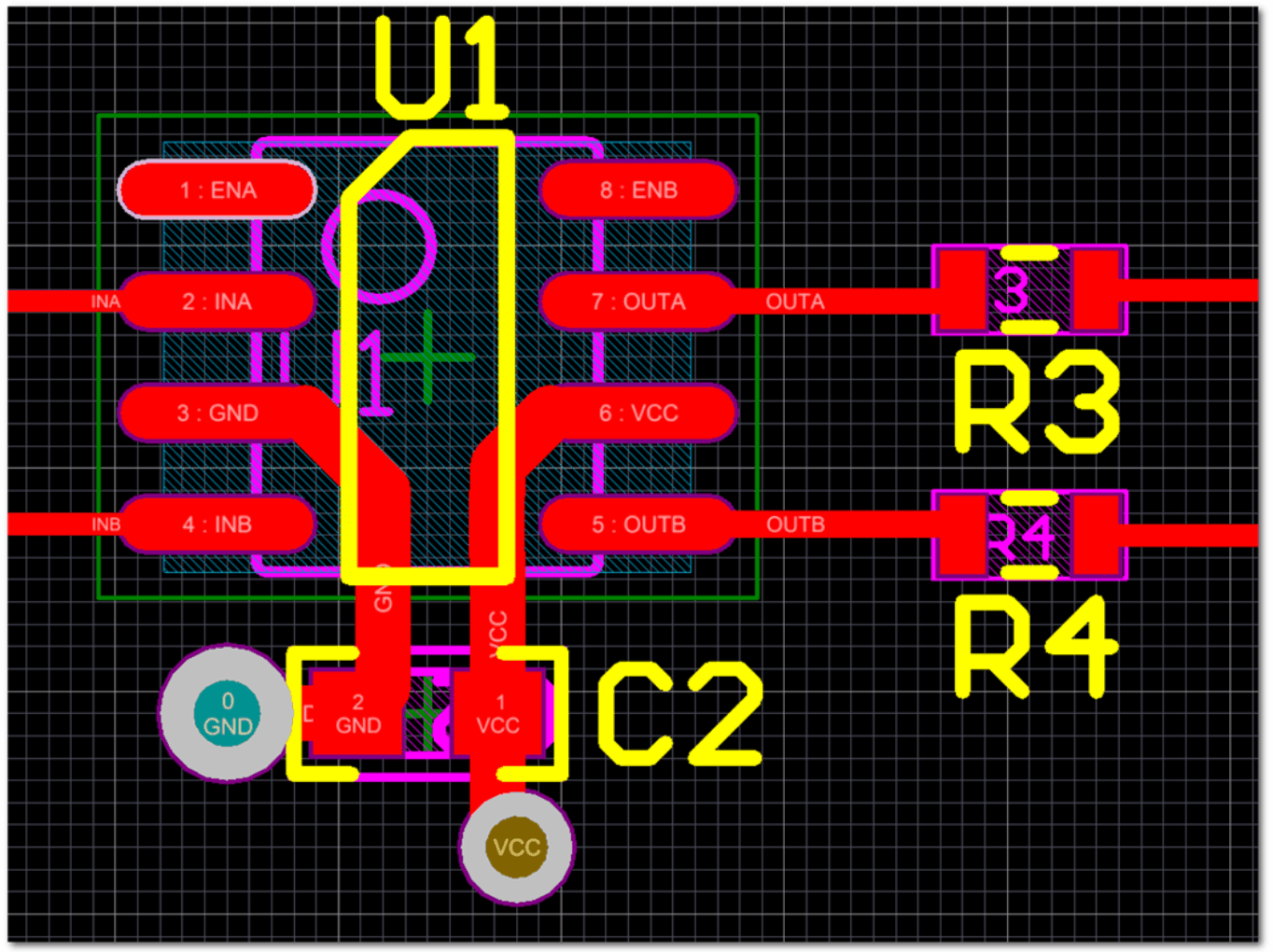 UCC27624 UCC27624 Layout Example