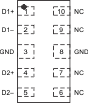 TPD1E05U06 TPD4E05U06 TPD6E05U06 DQA Package 10-Pin USON (Top
                    View)