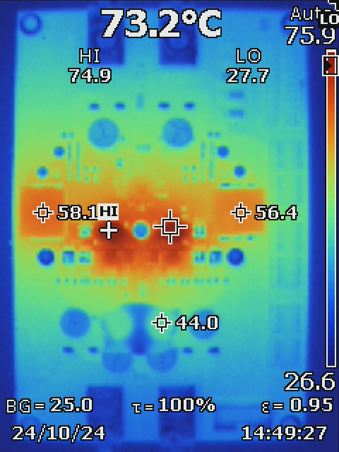 LM5125-Q1 Vin = 14.4V,
              Vout = 24V, POUT = 300W, Natural Convection