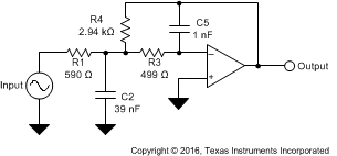 TLV365-Q1 TLV2365-Q1 Second-Order Low-Pass Filter