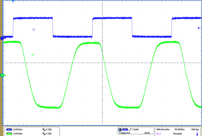 THVD4421 RS-232 Driver Waveform at 1Mbps and VCC = 3.3 V