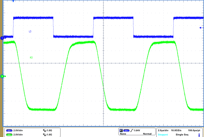 THVD4421 RS-232 Driver Waveform at 250kbps and VCC = 3.3 V