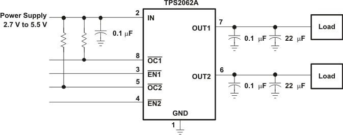 TPS2062A TPS2066A Typical Application