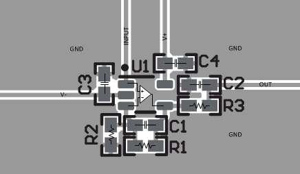 OPA994 OPA2994 Example Layout for SC70 (DCK)
          Package