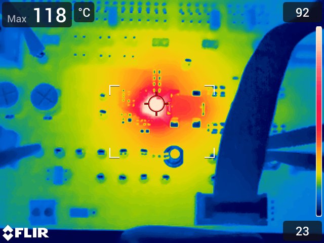 TPS546E25 Thermal Image, 800kHz
                        FCCM, 50A Load