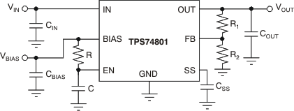 TPS74801-Q1 Soft-Start Delay Using an RC Circuit to Enable the Device