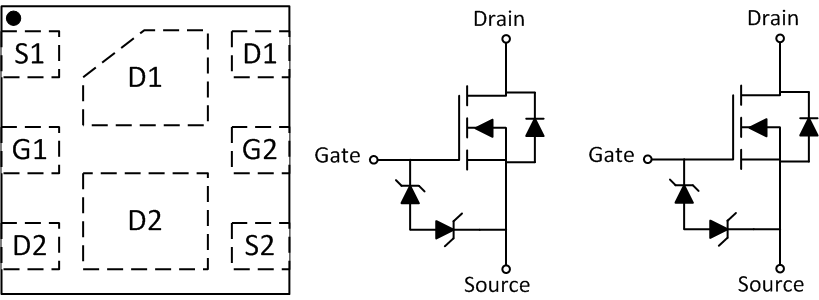 CSD85301Q2 上面図と回路図