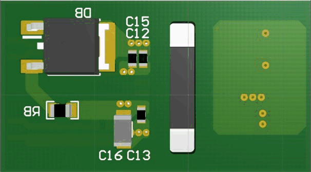 UCC21330 PCB の 3D 底面図