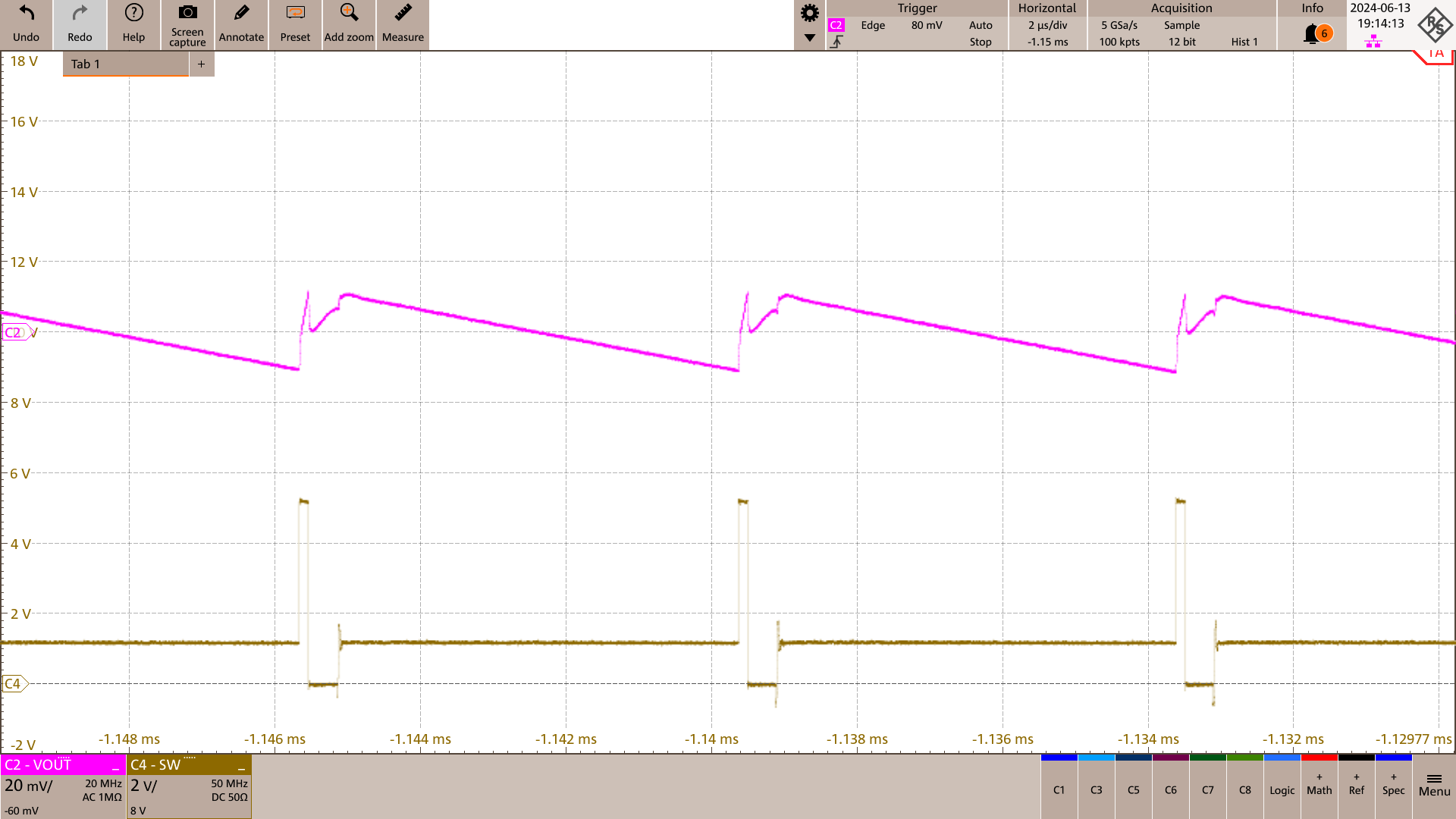 TPSM82866C PSM Operation IOUT = 0.1A