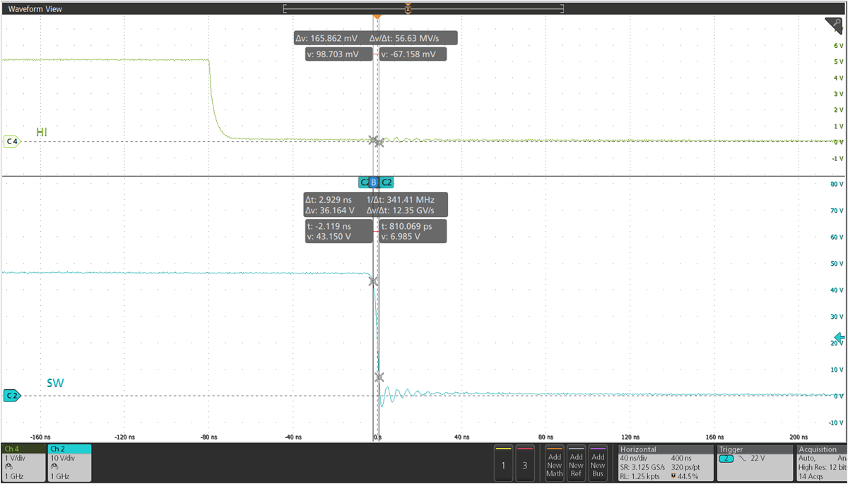 LMG3100R017 LMG3100R044 SW
                        node Falling Behavior in a buck configuration