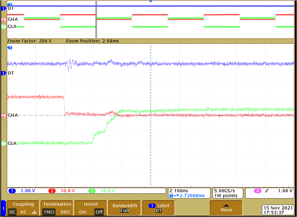 DRV8329-Q1 Driver dead time of 100 ns (DT = 10 kΩ to GND)