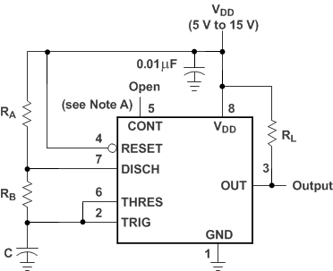 TLC555-Q1 非安定動作回路