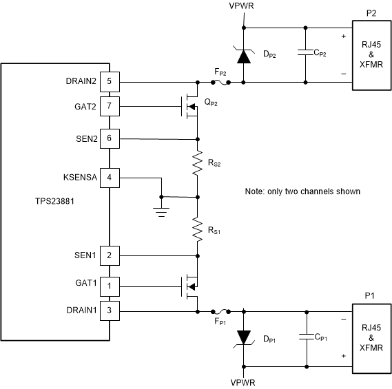 TPS23881B Kelvin Current-Sense Connection