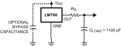 LMT86 容量性負荷が 1100pF を超える場合は LMT86 に直列抵抗を使用