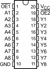 SN54AHC541 SN74AHC541  DB, PW, DGV, DW, N, or NS Package;
                        20-Pin, SSOP, TSSOP, TVSOP, SOIC, PDIP, or
                            SOP (Top View)