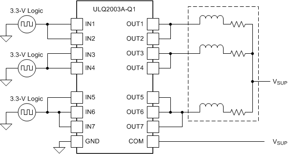 ULQ2003A-Q1 ULQ2004A-Q1 ULQ2003A-Q1 Device as Inductive Load Driver