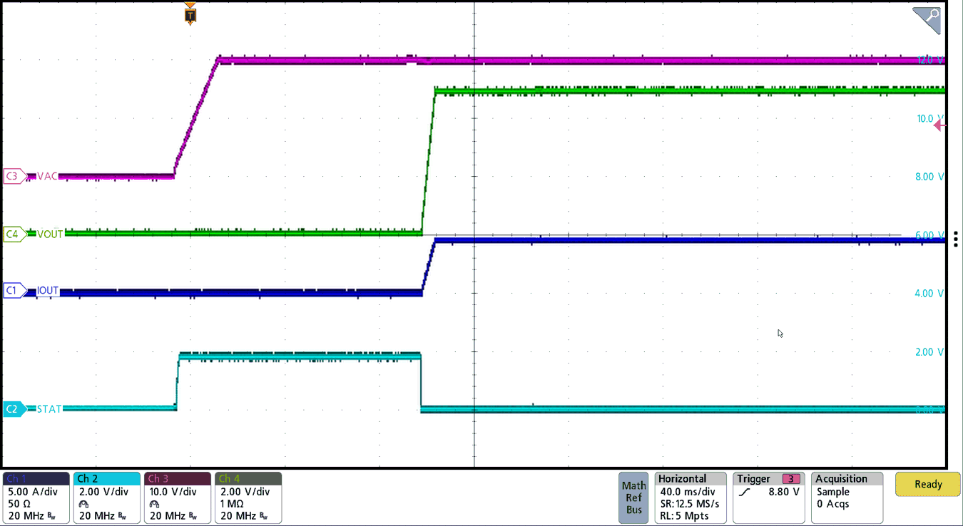 BQ25758A VAC
                        Plug-In Power Up with 5-A Load