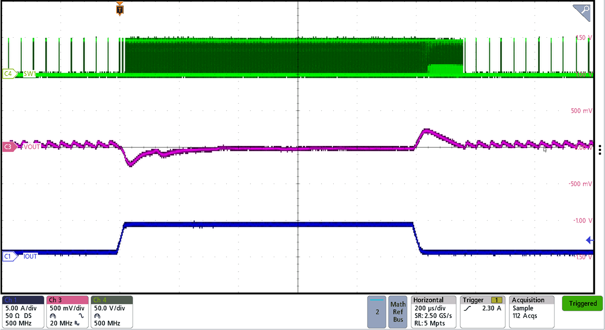 BQ25758A Forward Mode 5-V Transient Reponse with 48 Vin