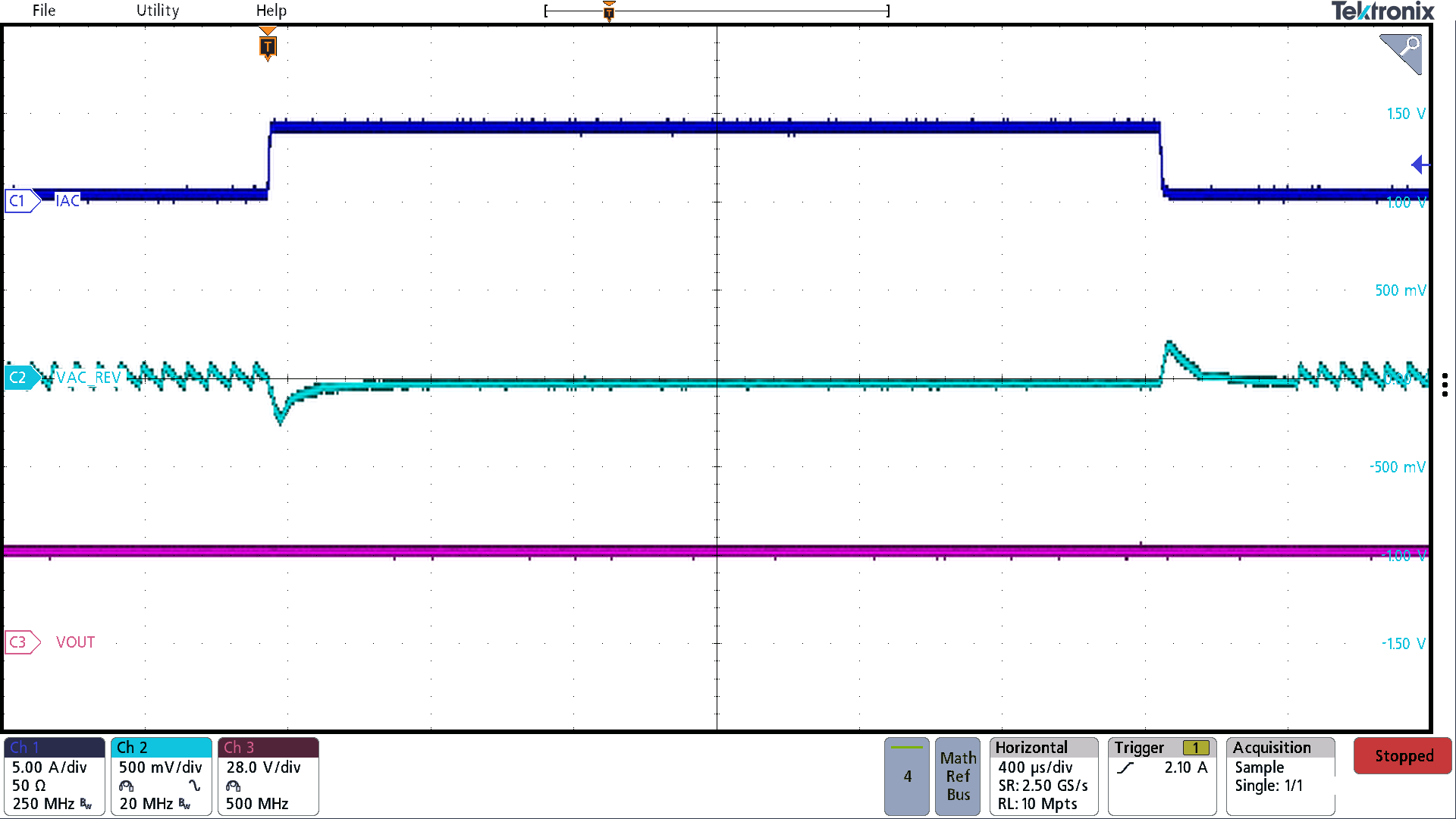 BQ25758A Reverse Mode Buck Transient Reponse