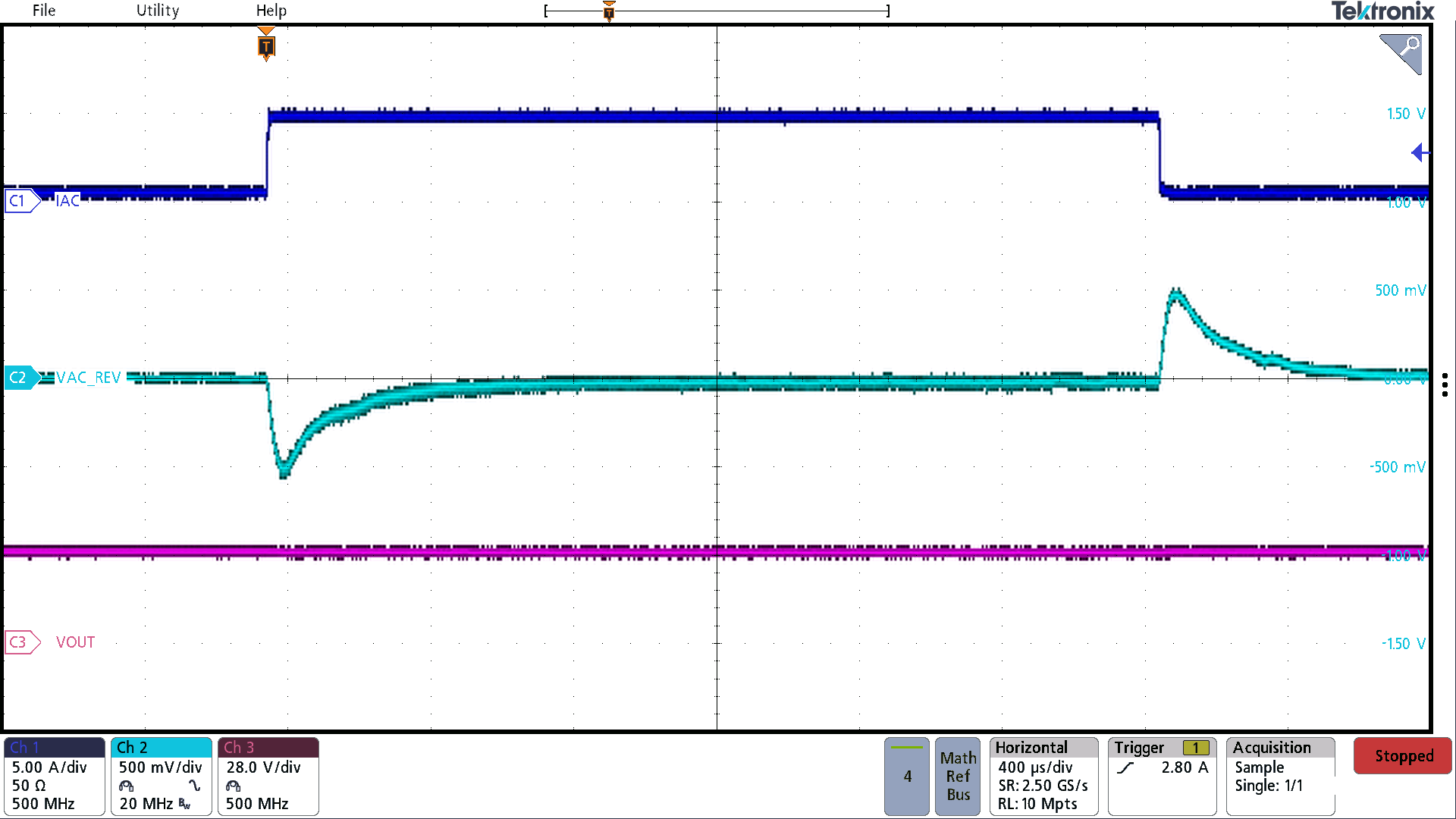 BQ25758A Reverse Mode Buck-Boost Transient Reponse