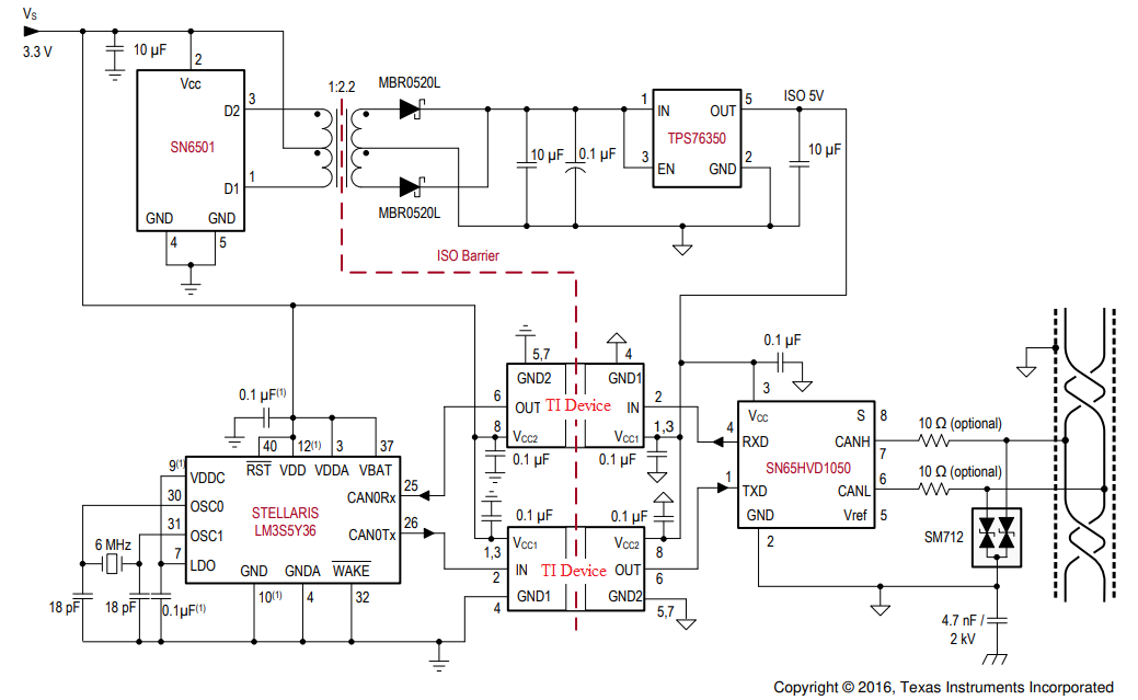 ISO721-Q1 ISO722-Q1 Isolated
                    CAN Interface