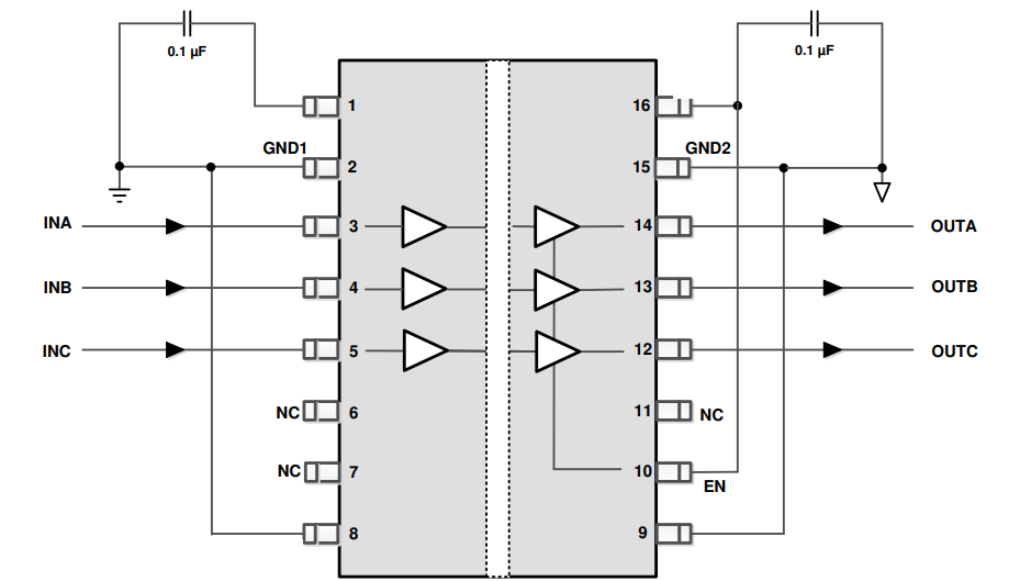 ISO7231C-Q1 Typical ISO7231-Q1 Circuit
                                                  Hook-up