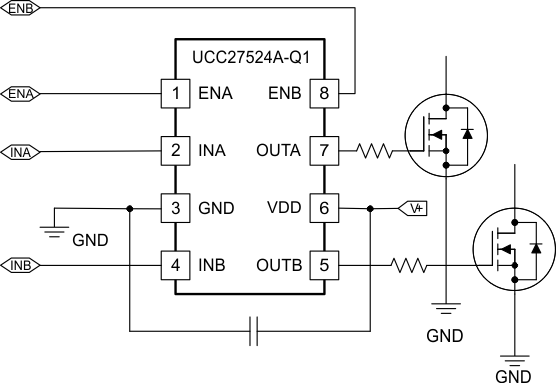 UCC27524A-Q1 UCC27524A-Q1 Typical Application
                    Diagram