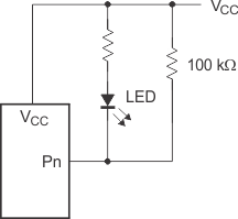 PCA9557 High-Value Resistor in Parallel with the LED