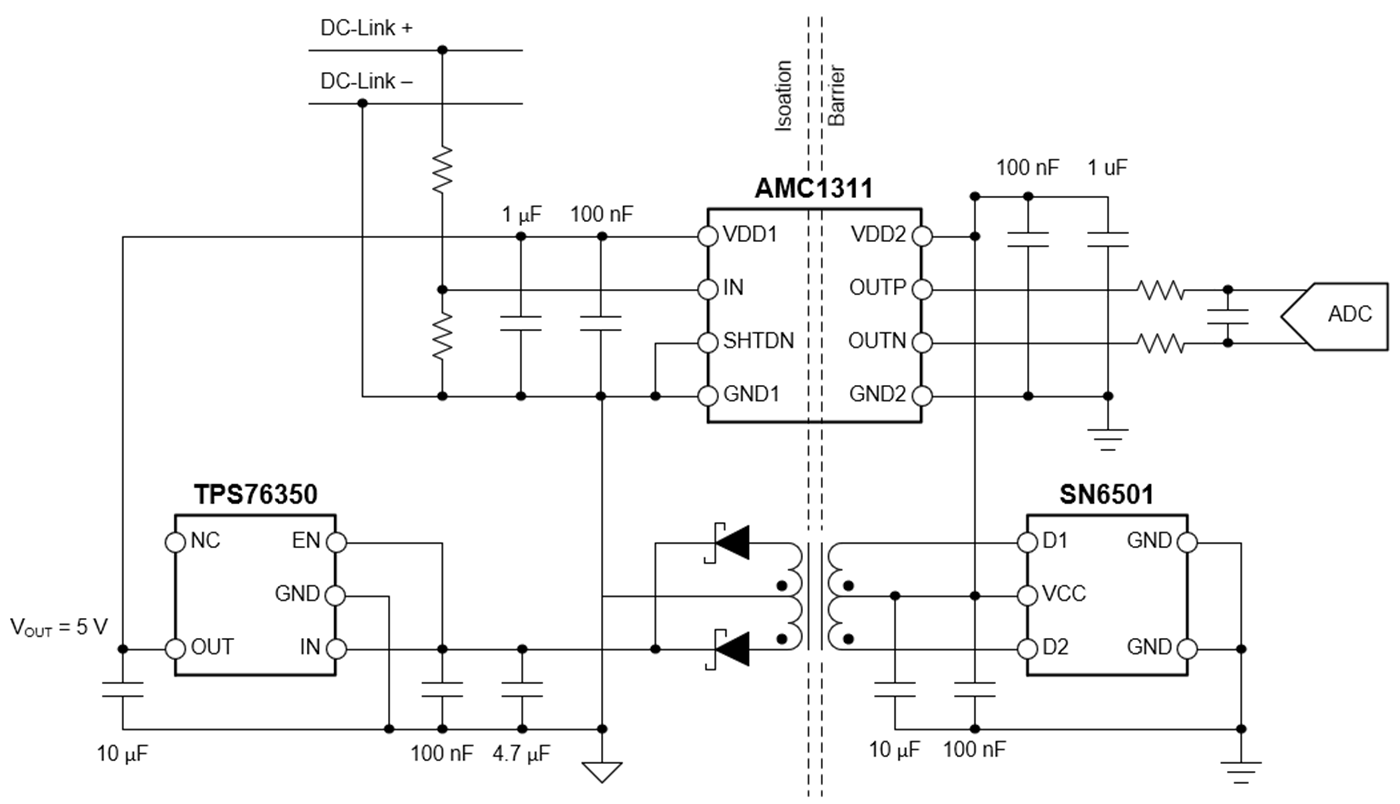  AMC1311
                    絶縁型アンプとディスクリート絶縁型トランス回路