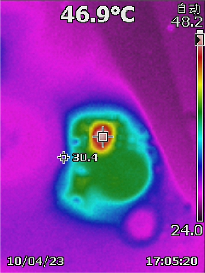 TIDA-010250 220VAC、100mA での降圧電源のインダクタ温度上昇