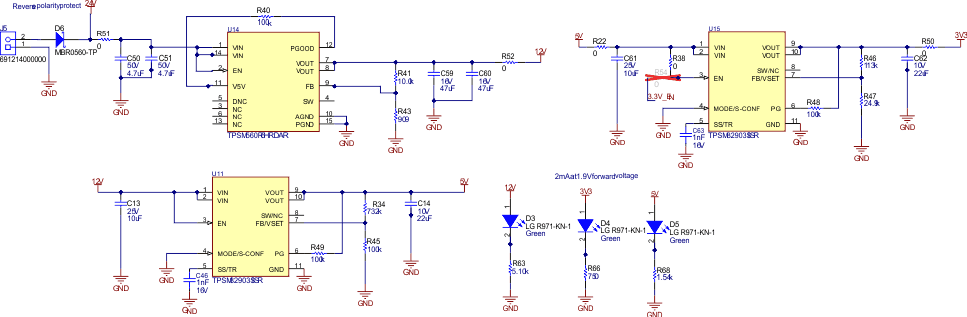 TIDA-010255 12V、5V、3.3V レールを備えた 24V 制御電源の回路図