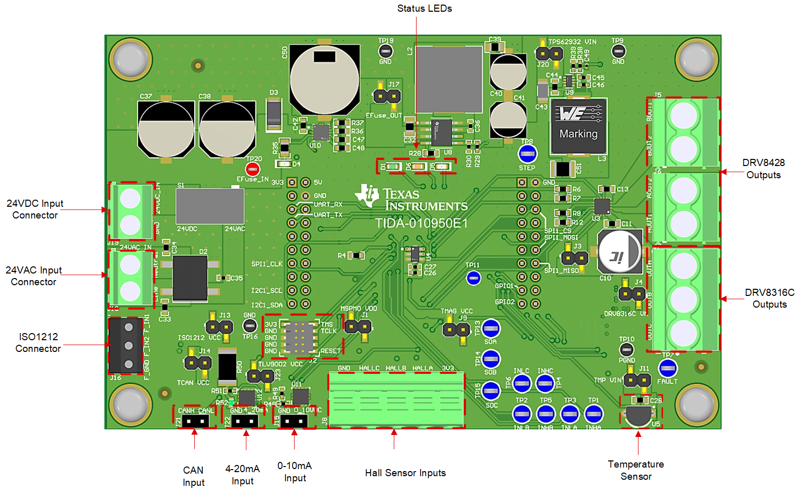 TIDA-010950 TIDA-010950 PCB の接続