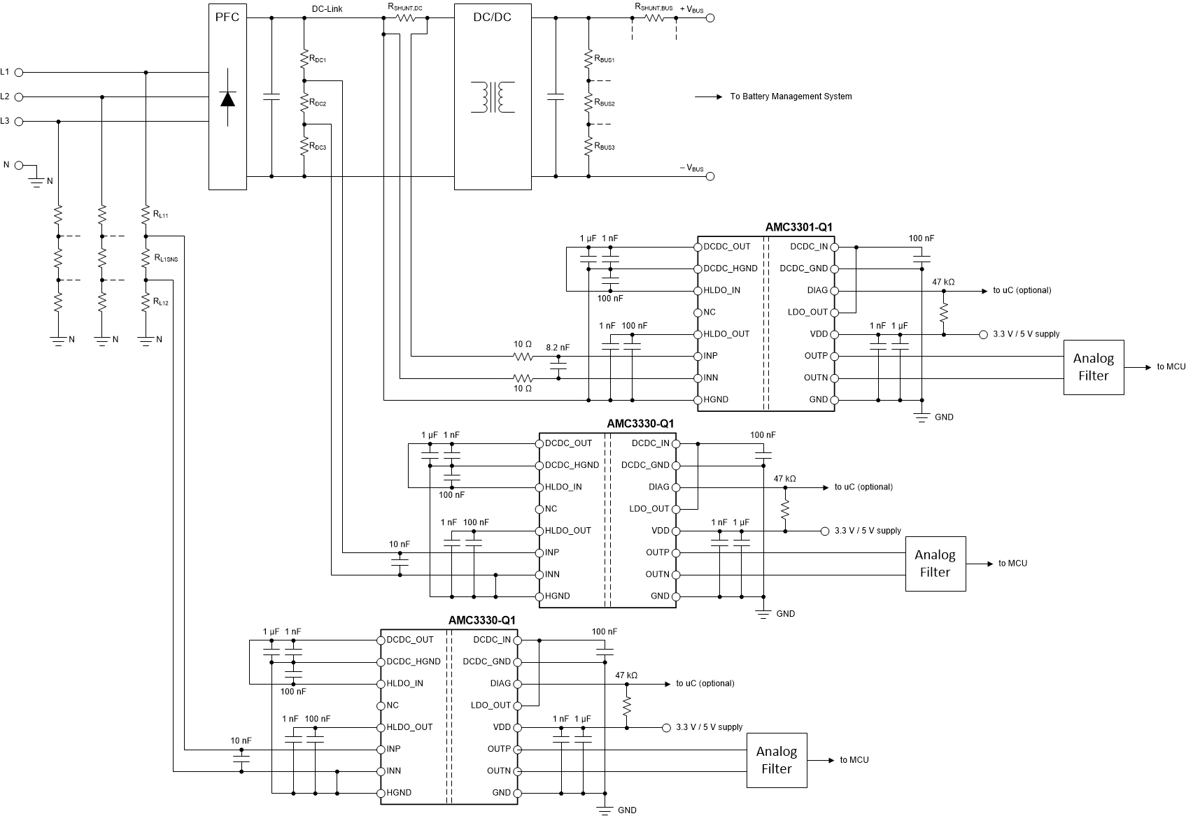 AMC3330-Q1 The AMC3330-Q1 in an OBC Application