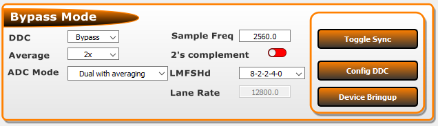 ADC32RF55EVM, TRF1305EVM Bypass Mode
                            Settings