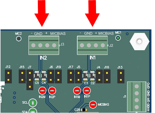 TAA3020 TAA3020EVB Connection for Line Input Application