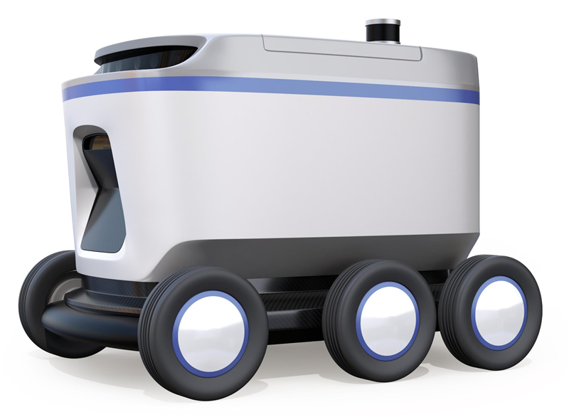 LMH34400 Autonomous Mobile Robots (AMR) Featuring a Mechanically Scanning LiDAR Module on the Top