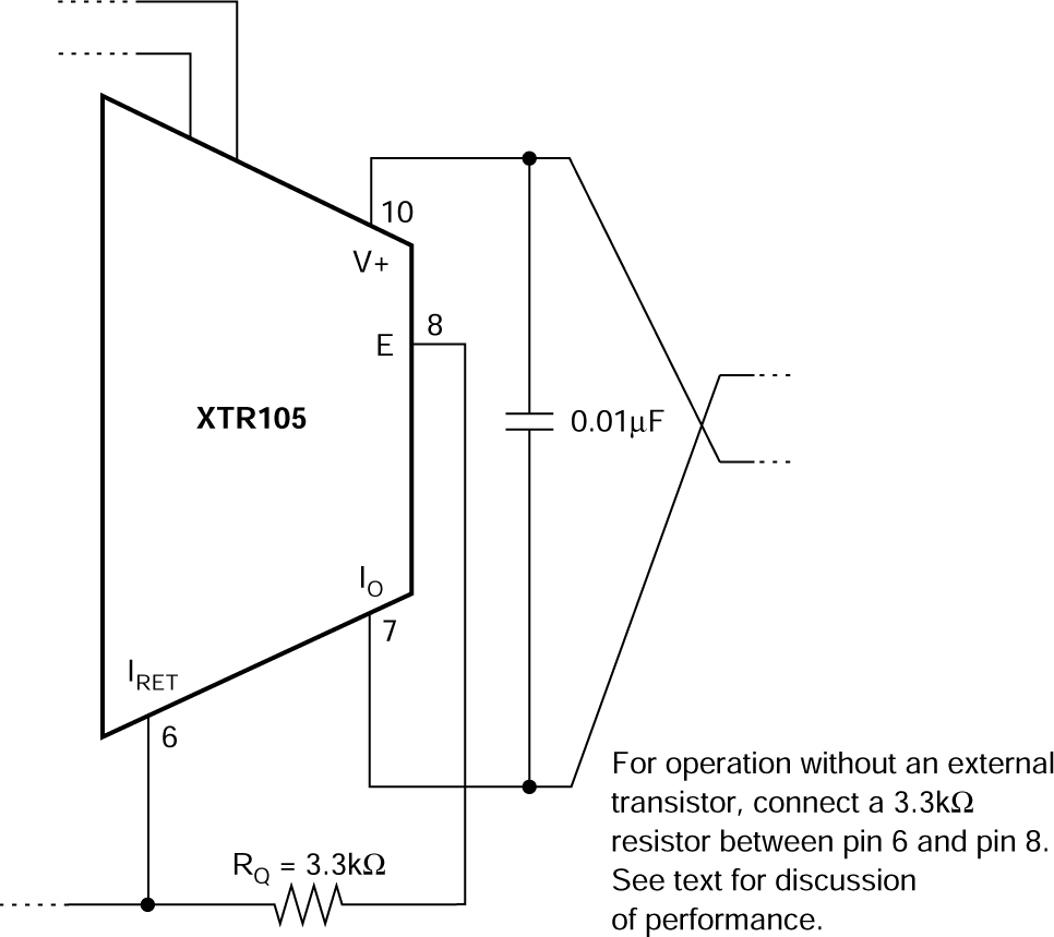 XTR105 Operation Without an External
                    Transistor