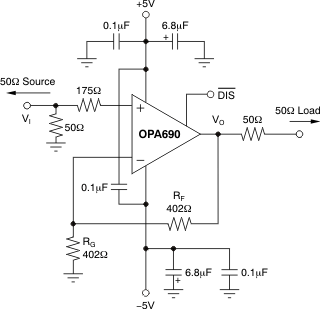 OPA690 DC-Coupled, G = 2 V/V,
                        Bipolar-Supply Specification and Test Circuit