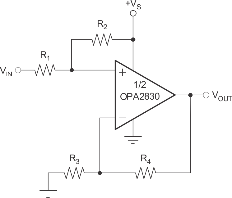 OPA2830 DC Level
                    Shifting