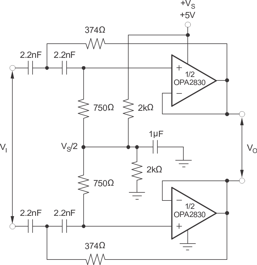 OPA2830 138kHz, 2nd-Order,
                                                  High-Pass Filter