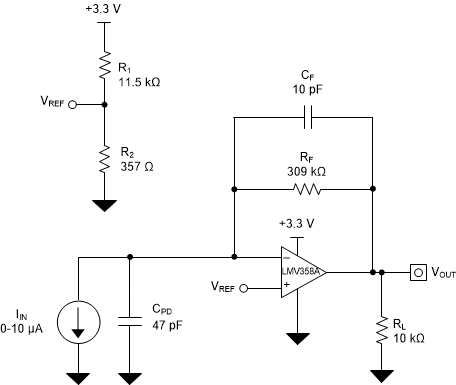 LMV321A LMV358A LMV324A Single-Supply Photodiode Amplifier Circuit