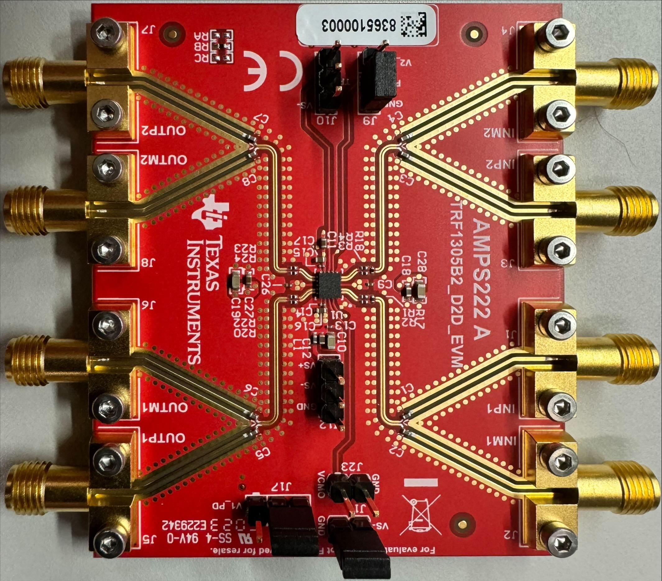 TRF1305A2-D2D-EVM, TRF1305B2-D2D-EVM, TRF1305C2-D2D-EVM TRF1305X2-D2D-EVM Board (Top View)