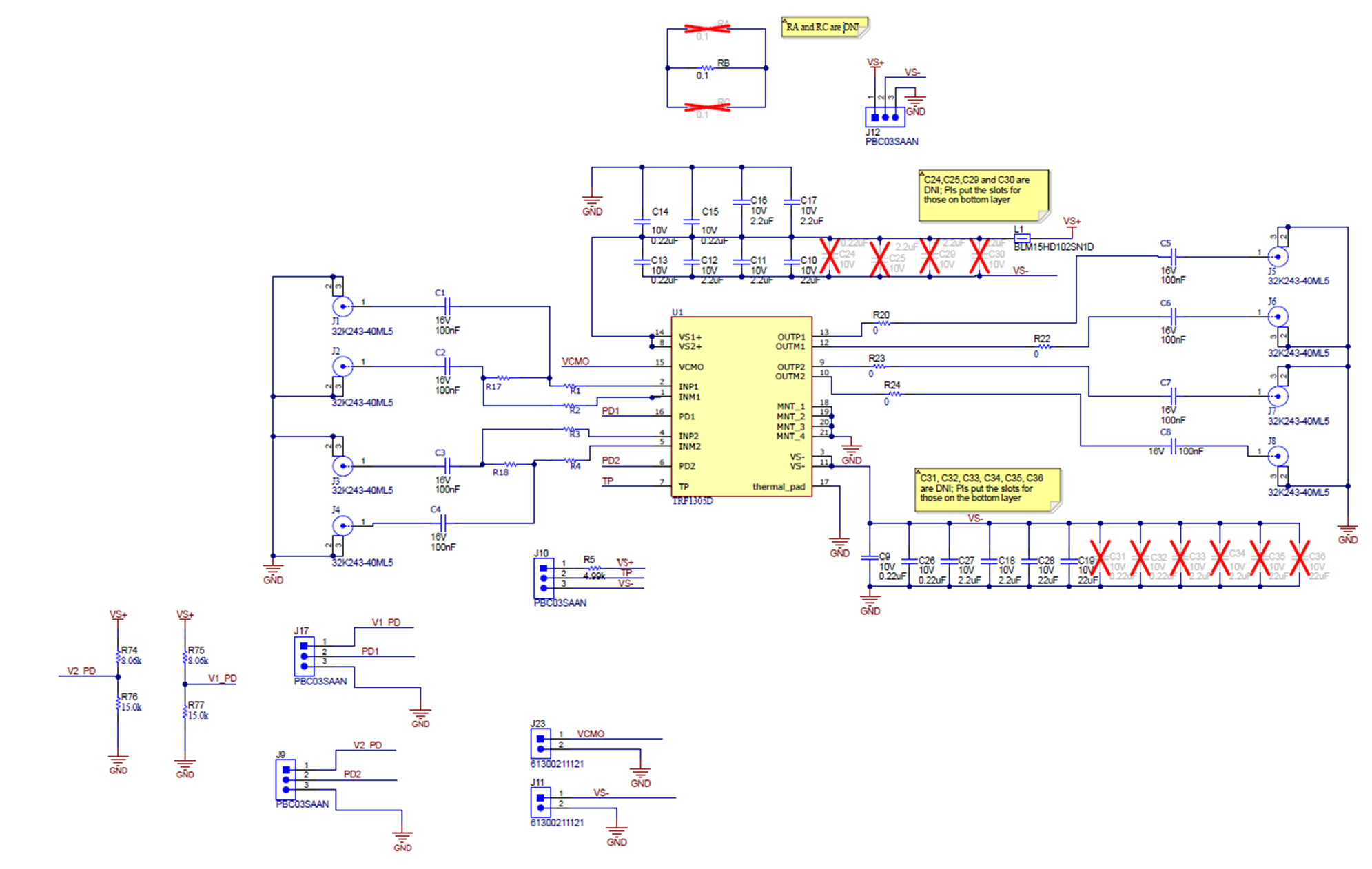 TRF1305A2-D2D-EVM, TRF1305B2-D2D-EVM, TRF1305C2-D2D-EVM  EVM Schematic