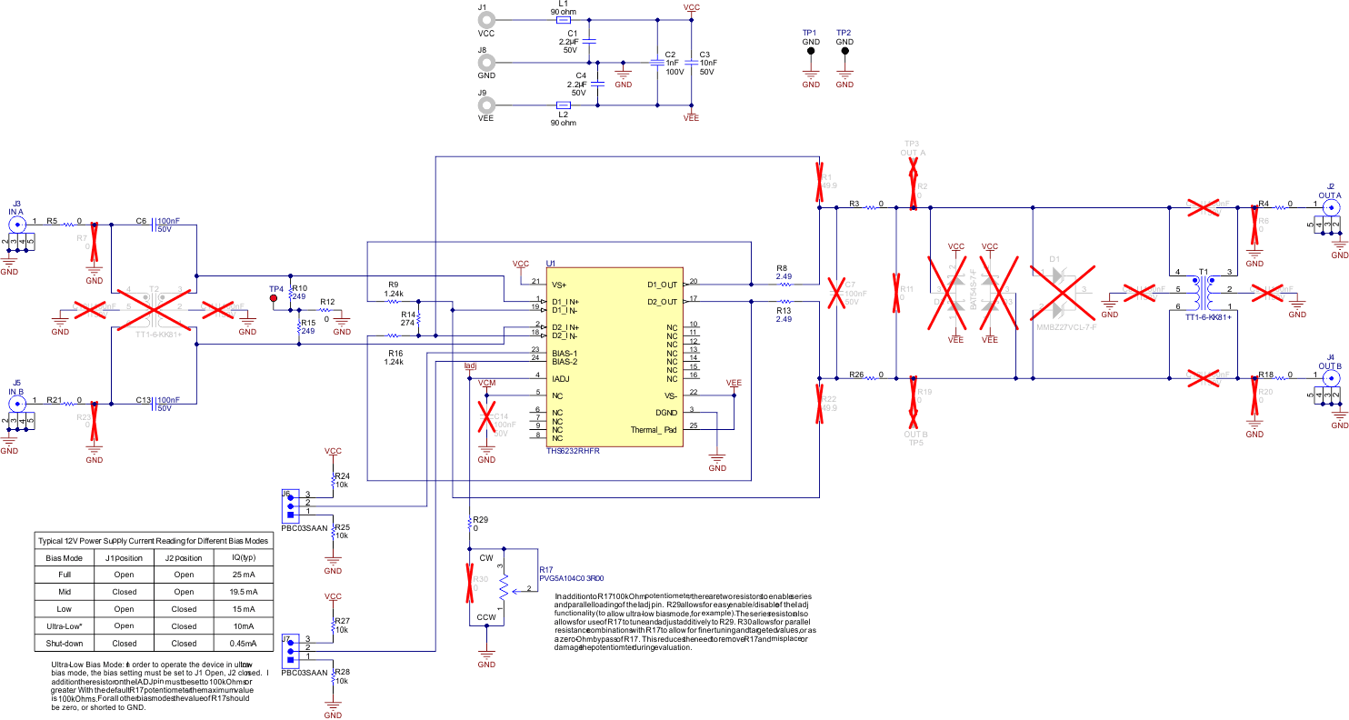 THS6232RHFEVM THS6232RHFEVM
                    Schematic