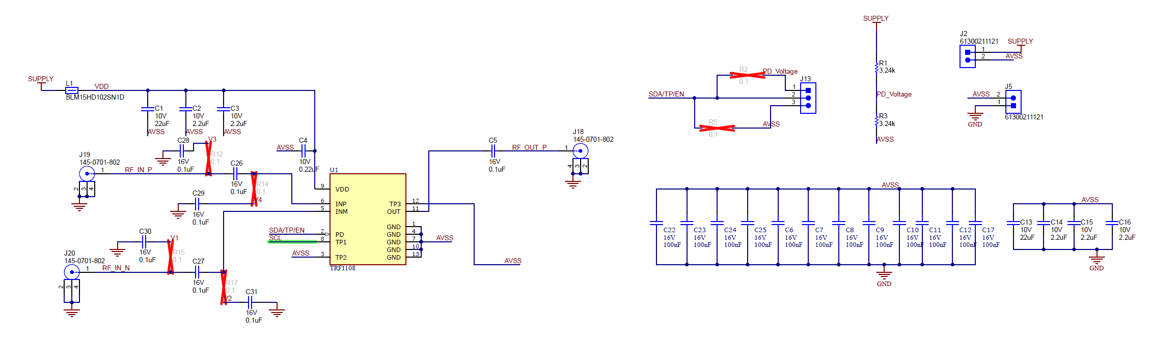 TRF1108EVM TRF1108 EVM Schematic