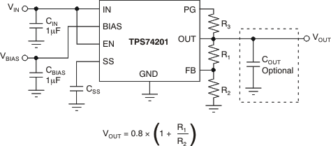 TPS74201 Typical Application Circuit for the TPS742